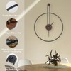 DRELIFAM Modern Wall Clock Large Wall Clocks with Walnut Dial