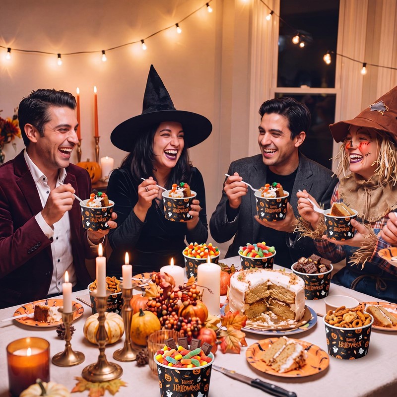 50 Pack Halloween Soup Bowls 9oz Disposable Paper Snack Cups