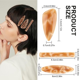 CURASA Alligator Hair Clips 6PCS Metal Acrylic Resin Barrettes Non Slip Alligator Hairpins Fashion Decorative Bangs Accessories Cute Brown French Snap Hairclips For Women Girls Thick Thin Hair