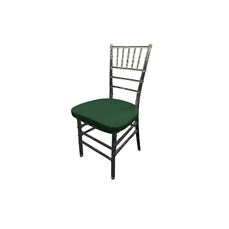 LA Linen Pack-4 Spandex Chiavari Chair Cushion Cover, Hunter Green