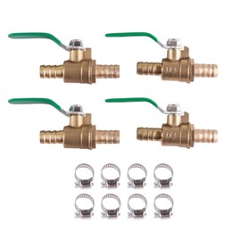BEVDICNC 4 Pcs Mini Brass Ball Valve,3/8" Hose Barb X 3/8" Hose Barb,fuel Shut off Valve for Water Air Fuel Line Oil