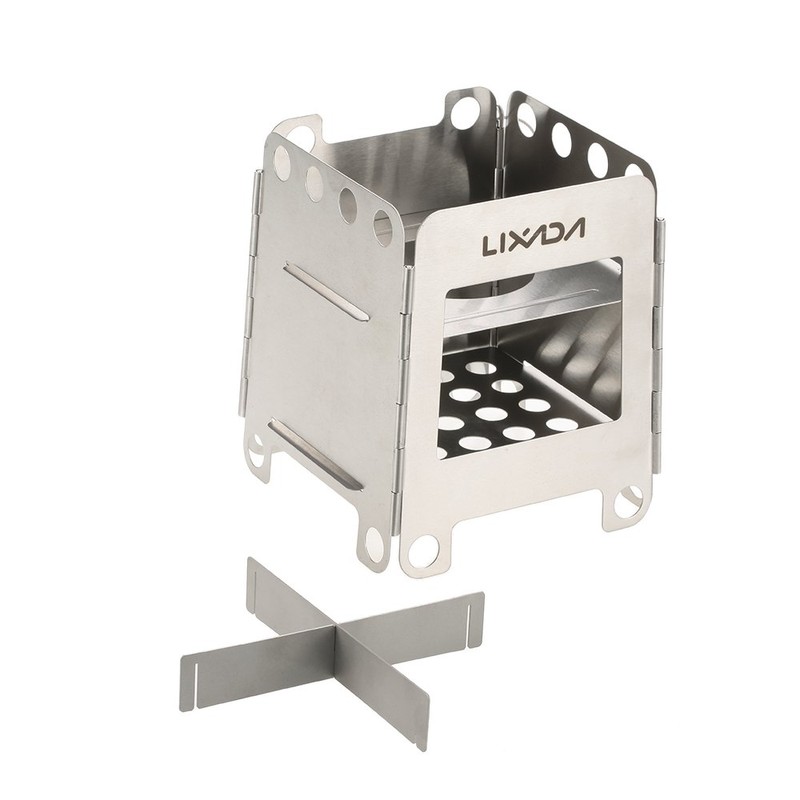 Lixada Lightweight Folding Pocket Wood Burning Stove Portable Stainless Steel