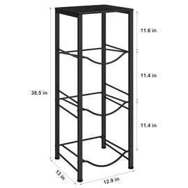 Water Bottle Holder Organizer 5 Gallon Water Jug Stand with Shelves, 3-Tier Water Bottle Dispenser Stand for Kitchen Living Room Office, Black