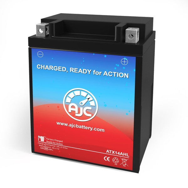 AJC Battery Compatible with Yuasa YMF14L2 Powersports Replacement Battery