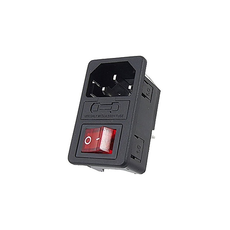 GFORTUN 3 Pack Red Light Rocker Inlet Male Power Socket