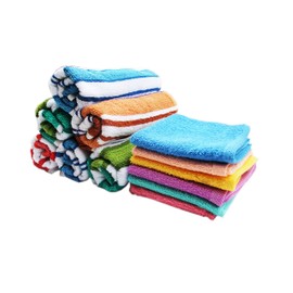 Space Fly Striped, High Absrobent 6 Hand Towels(12X18 Inch) + 6 Very Soft Face Towels(10 X 10 Inch)
