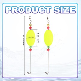 PATIKIL Fishing Floats Rigs 10 Inch, 2 Pack Oval Fishing Bobbers Popping Corks Float Weighted Bobbers Fishing Tackle with Copper Beads for Saltwater Freshwater Fishing Tackle, Yellow