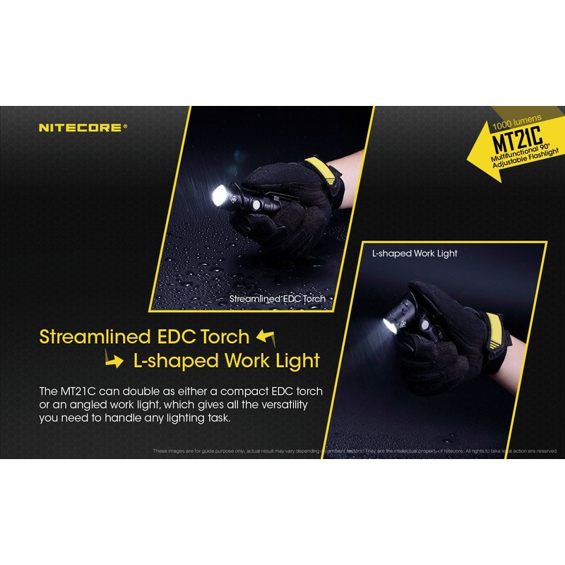 Nitecore MT21C LED Flashlight, 1000 Lumen Right Angle 90 Degree
