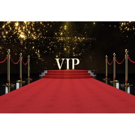 YongFoto Vinyl Photography Background VIP Stage Red Carpet Golden Glitter Dots for Birthday Wedding Event Party Decoration Portrait Photo Shooting Studio Photo Booth Props 2.2 x 1.5 m