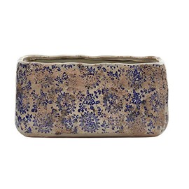 Nearly Natural 10in. Tuscan Ceramic Rectangle Planter, Blue
