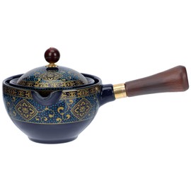 YARNOW Ceramic Teapot, Japanese Kyusu Teapot with Wooden Handle, Tea Strainer, One-Handed Teapot, Retro Tea Kettle, Kettle for Loose Tea, Kitchen, Home, Restaurant