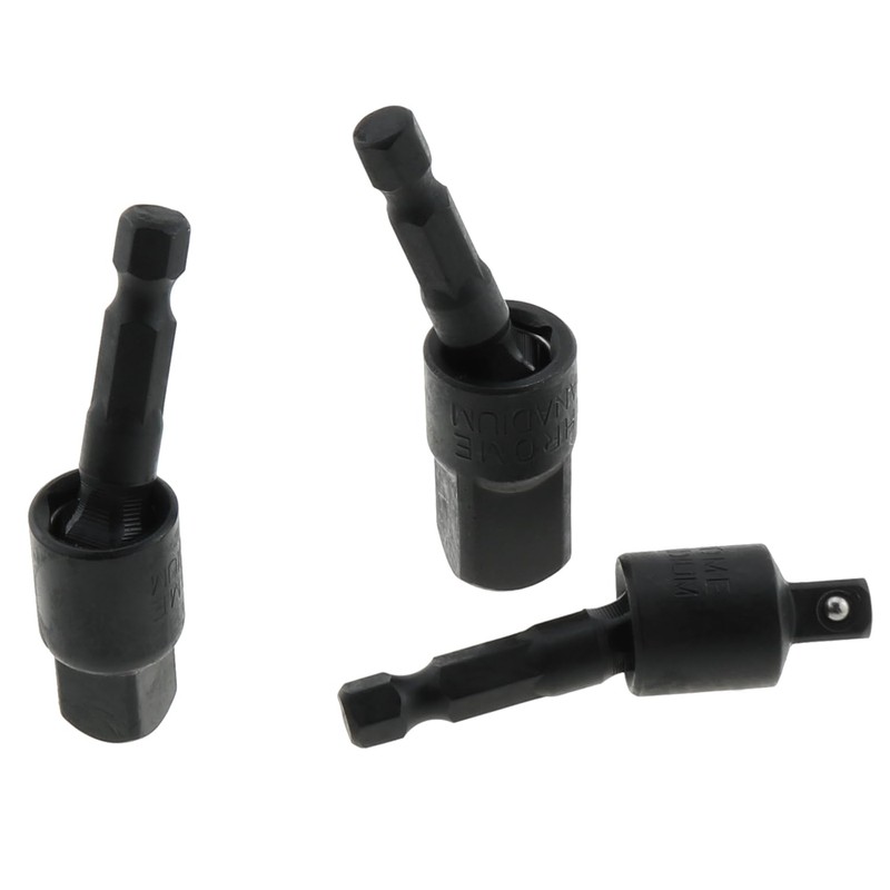 DGZZI 3PCS Swing Socket Adapter Black Universal Joint Hex Shank