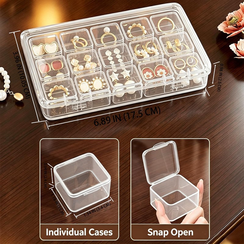 2 Pack 15 Grid Storage Organizer, Independent Small Compartment Boxes