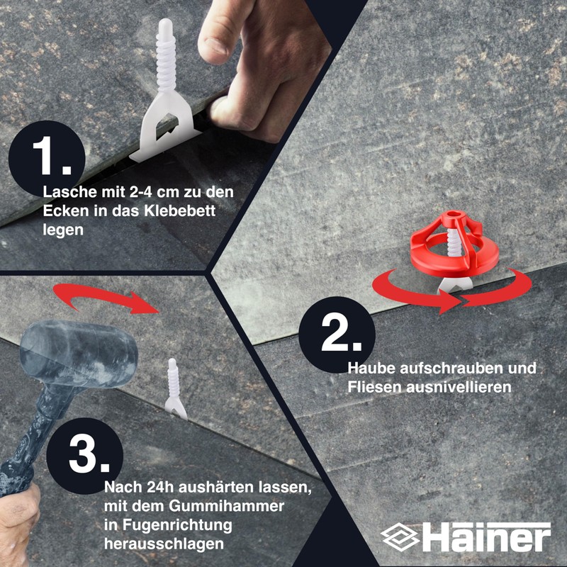 Hainer® Premium Tile Levelling System 2 mm Thread Tabs -