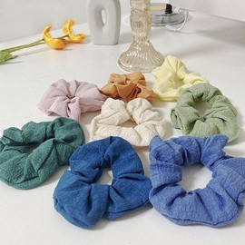 New Women's Colorful Scrunchie Hair Tie Set (8 Pieces) Main Product