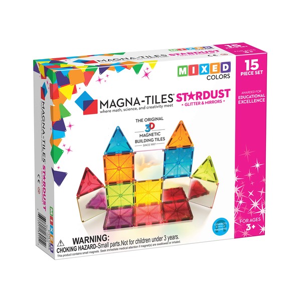 Magna-Tiles Stardust Set, The Original, Award-Winning Magnetic Building Tiles, Creativity & Educational, Stem Approved, Glitter & Mirrors