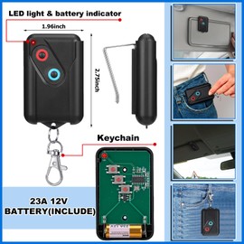 Kingdder 2 Pcs Garage Door Remote Compatible with Guardian 2211 l 2 Button Garage Door Remote Transmitter 303mhz/390mhz Black Gate Opener Transmitter with Keychain and Base