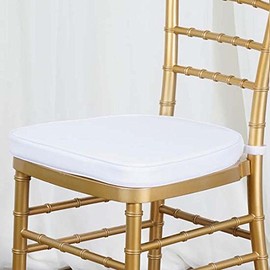 Tableclothsfactory 10PCS White Chiavari Chair Cushion for Wood Resin Chiavari Chairs Party Event Decoration - 2" Thick