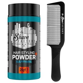 The Shave factory Hair Styling Powder - Mattifying and Volumizing Powder, with comb types suitable for all areas of use, hair comb and powder wax (Comb 045 & Sapphire Styling Powder 20gr)