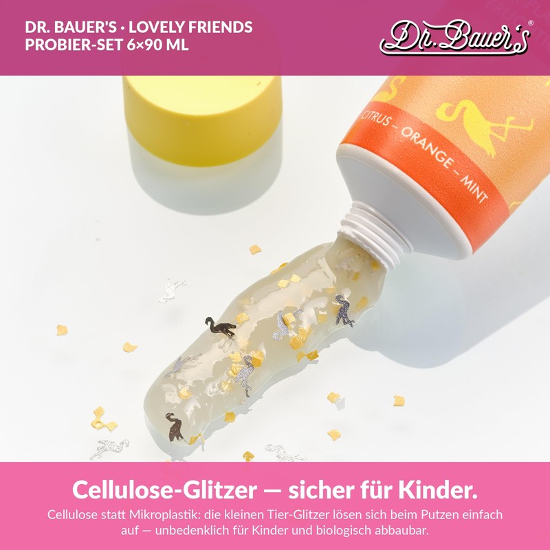 Dr. Bauer's Lovely Friends Toothpaste with Glitter Motifs, Many Great
