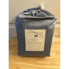Sky New Casaluna Supima Cotton Sateen Deep Sky Blue Full Sheet Set