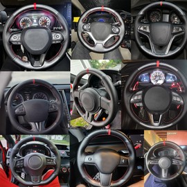 Loncky Auto Custom Fit OEM Black Genuine Leather Suede Steering Wheel Covers for Volkswagen Jetta GLI 2015-2021 / VW Golf R 2015-2019 / VW Golf 7 MK7 Golf GTI 2015-2021 Accessories
