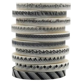 ZMLSED 5mm Wide Slim Washi Tapes Set,10 Rolls Minimalist Black White Style Japanese Masking Decorative Tapes for Bullet Journal Planners DIY Decor Crafts Arts Scrapbooking Adhesive