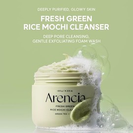 Arencia Korean Rice Mochi Face Cleanser - Face Wash, Gentle Scrub All in One for Deep Cleansing, Moisturizing, Pore Minimizing, Acne-Prone Skin, Remov