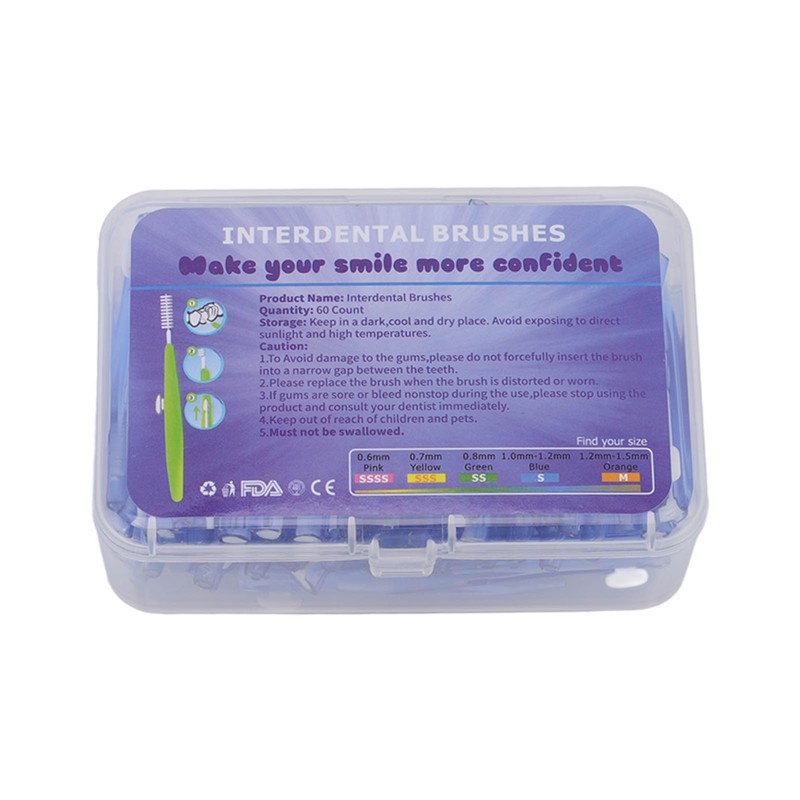 60Pcs Interdental Brush Practical Slim Braces Cleaner with PP Handle