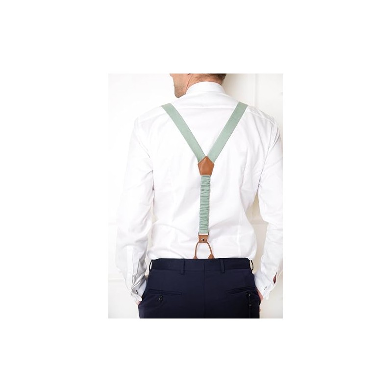 LINILI Leinen Hosentr√§ger mit Leder f√ºr Herren, Y-Form und 3cm
