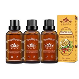 Paquete de 3 aceites de jengibre de drenaje linfático, aceite de masaje de jengibre para promover la circulación sanguínea, alivia la hinchazón muscular y el dolor