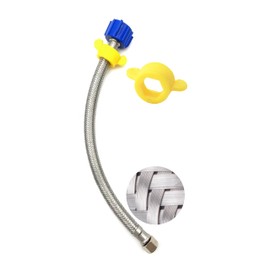 Klabb 12 Inch Toilet Supply Line Extension, 3/8” Female Compression x 7/8” Female Ballcock Thread, Flexible Toilet Connector Hose with Installation Wrench