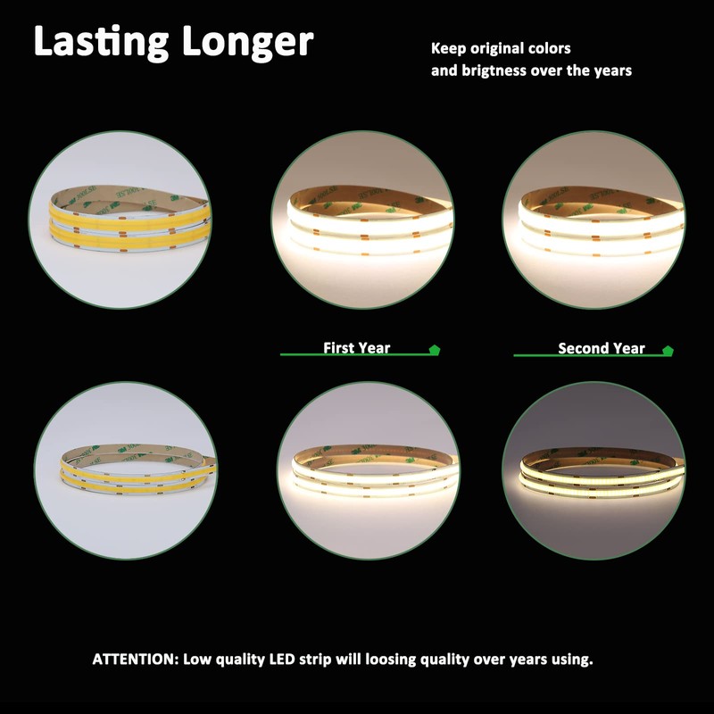 JOYLIT 24V COB LED Strip Lights 4000K Natural White Dual