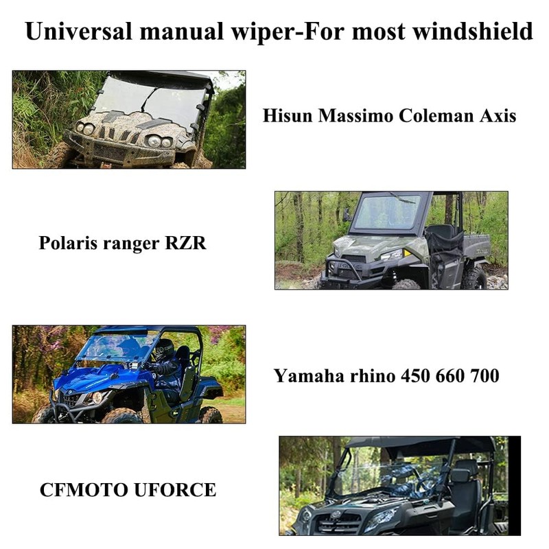 15.7" UTV Manual Windshield Wiper,Chikia Wiper for Can Am,Hisun,CFMOTO,golf cart,Polaris