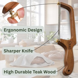 Miori Teak Wood Bread Knife with Extra 2 Blade – Effortless Slicing for Homemade & Sourdough Bread | A Warm, Thoughtful Touch for Every Freshly Baked Moment in Your Kitchen |