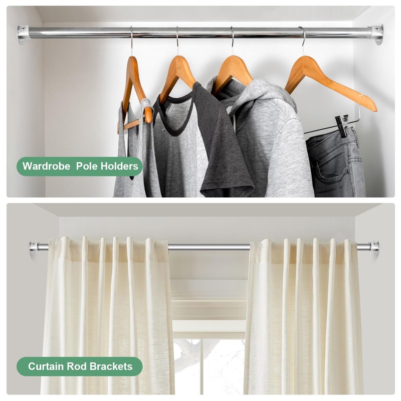 Closet Rod Bracket, Heavy Duty Closet Rod Holders, 1 Inch