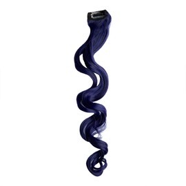 Stasia Street 20-Inch Curly Clip-On Strands Korean Synthetic Breatheable Hair Extensions for Women Natural Looking Instant Style, Volume & Length - Midnight Blue