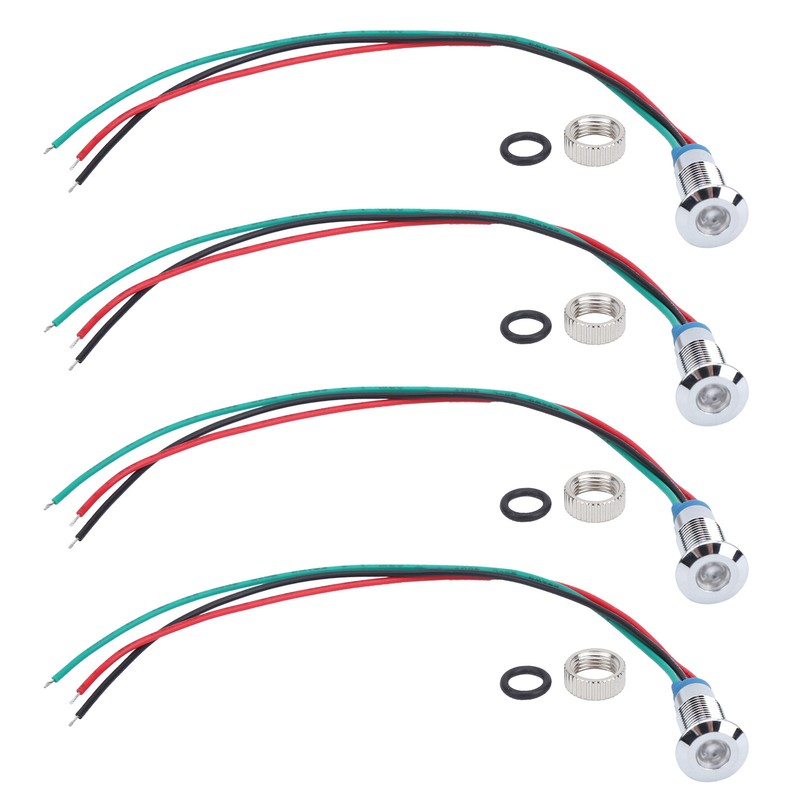 4 Set LED Indicator Light Signal Common Anode Waterproof Metal