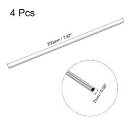 sourcing map Stainless Steel Tube Diameter 2 mm x 0.15 mm, Length 200 mm Polished 304 Stainless Steel V2A Round Tube Handrail for Railings, Stairs, Balcony Railings, Wall Handrail, Patio Railing,