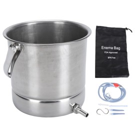 Enema Bucket Kit 1.6L Stainless Steel Bucket Reusable Shower Enema System for Colon Cleansing