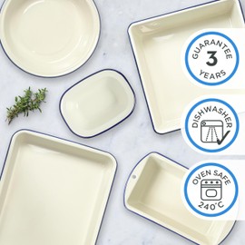 Wiltshire Enamel Oblong Pie Dish, 1 Litre Capacity, White/Blue