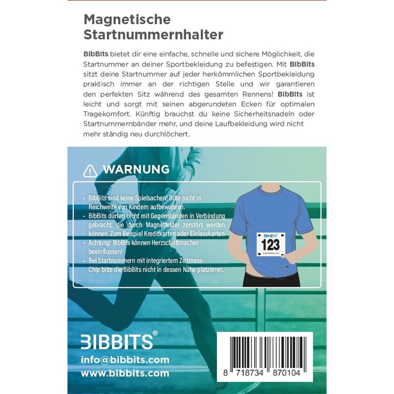 It's Running BibBits Magnetic Race Number Holder Runner Red