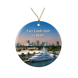 Fort Lauderdale Florida Coastal Cityscape - Luxurious Yacht Marina Christmas Ornament - Ideal Gift For Beach And Boating Enthusiasts - Christmas Travel - Christmas Decor Printed on Both Sides