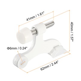 sourcing map Door Stoppers, 2Pcs 2-1/2" x 1-3/4" - Zinc Alloy Hinge Pin Door Stop, K Type Adjustable Door Stopper with Rubber Bumper Tips (White)