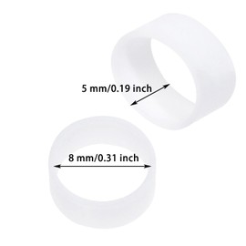 ONLYKXY 500pcs Mini Silicone Cable Ties 0.3 inch Diameter Flat Rubber Bands Elastic Reusable Thick Rubber Rings Supplies for School Home or Office Elasticity Coil Ring (White)