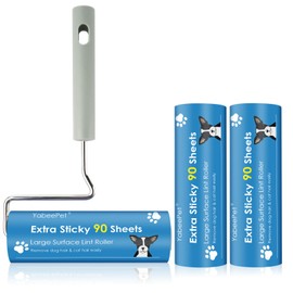 Extra Sticky Large Surface Lint Roller, 6.3'' Giant Lint Roller for Pet Hair, Lint Remover Roller for Cat Hair, Clothes, Furniture (1 Handle + 270 Sheets)