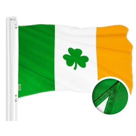 UD_G128 Ireland Irish Shamrock Flag  2x3 Ft  ToughWeave Series Embroidered 300D Polyester  Embroidered Design, Indoor/Outdoor, B