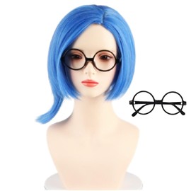 COSPLAZA Short Mixed Blue Wig Emotion Character Play Fancy Dress Costume Accessory Blue Wig