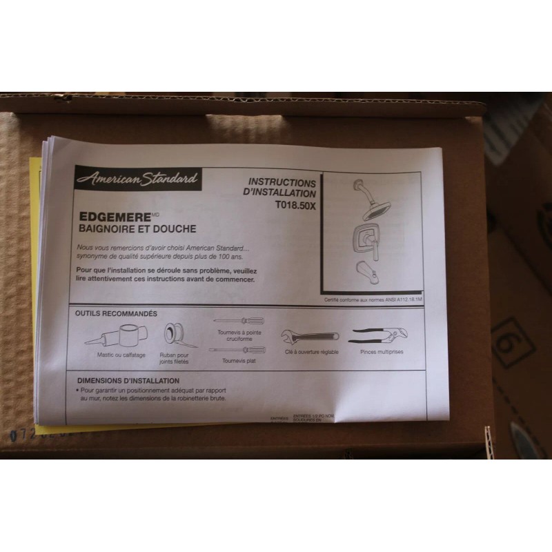 American Standard T018500.002 Edgemere Valve Only Trim Kit, Chrome NEW