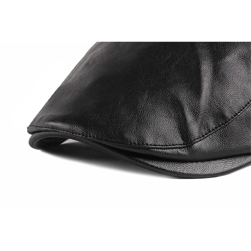 XUNQUCOM Classic Newsboy Cap,PU Leather Beret Ivy Flat Golf Driving